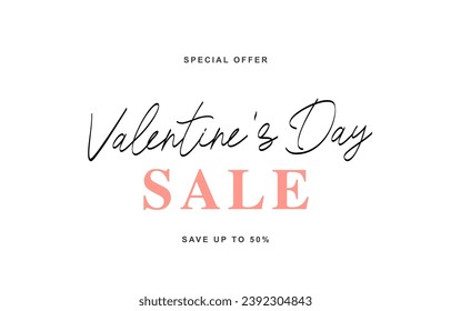 Valentine's Day sale. Special offer. Save up to 50%. Elements for Valentine's day design. Vector illustration on a white background.