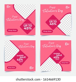 Valentine's Day SALE square banner, flyer design of postcard. valentine's day offer square banner.