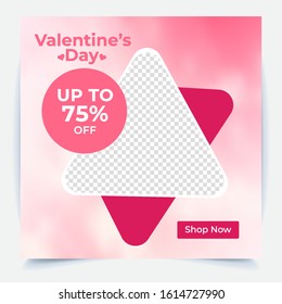 Valentine's Day SALE square banner, flyer design of postcard. valentine's day offer square banner.