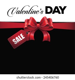 Valentine's Day sale tag background with big red bow Royalty free EPS 10 vector stock illustration