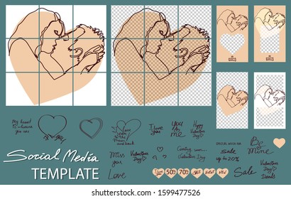 Valentine's Day Sale. Trendy editable  Stories template. Design for social media.