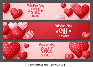 Valentines Day Sale Vector Banner Template