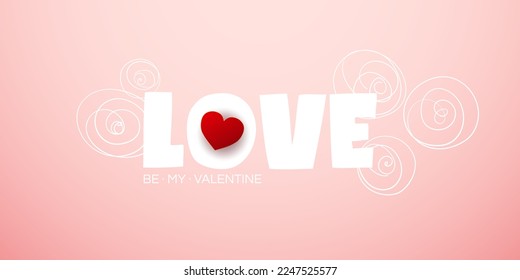 Valentine's day sale vector banner. Be my valentine banner with 3d heart, gift box, gold confetti, podium on red background.  Vector illustration. 3D realistiс design template with podium and gift 