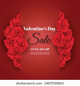 Valentine's Day Sale Vector Banner Sale Discount Text For Valentine's Day Shopping Promotion 