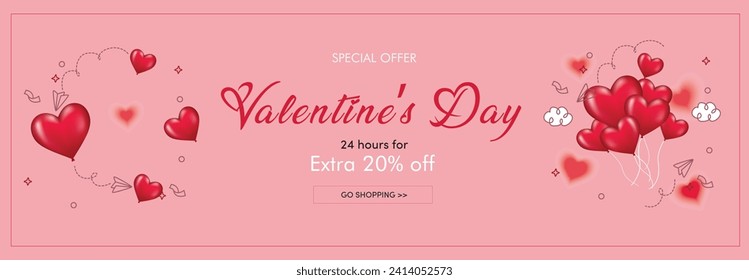 Valentines Day sale  vector banner for social media and web ad,