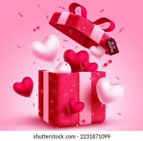 Valentine's day sale vector concept design. Valentine's gift shopping box for hearts day occasion and shopping season background. Vector Illustration.