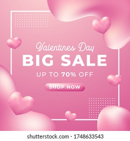 Valentines day sale Vector Design template, Social media template for advertising