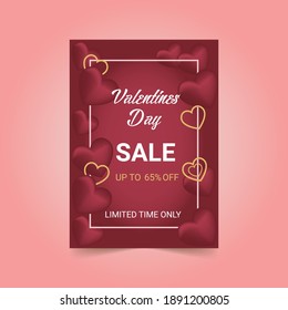 Valentine's day sale vector design with red heart shape. Vector illustration EPS10.