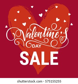 Valentine's day sale vector design template. Valentine's Day lettering. Hand drawn background