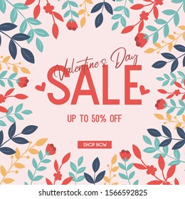 Valentine's Day Sale Web Banner. 14 February Sale 