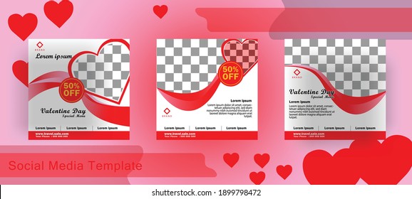 Valentine's Day Sale Web Banners Social Media Collection. Design template vector
