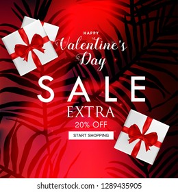 Valentines Day sale website banner. Sale tag. Sale promotional material vector illustration design for social media banner, poster, newsletter, ad, leaflet, placard, brochure, flyer, web sticker