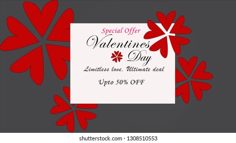 Valentines day sales offer banner/ brochure/ poster for e-commerce websites to sell their valentine gift items.