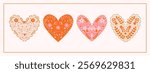 Valentine's Day Scandinavian inspired folk art pattern with flowers and hearts. Nordic heart illustration in a flat modern style.