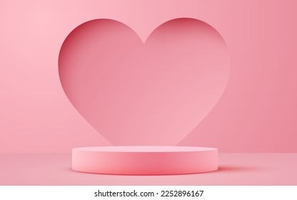 Valentine's day scene background. Product presentation, mock up, show cosmetic product, Podium, stage pedestal or platform. Vector illustration