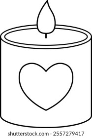 Valentine's Day scented candle outline vector.
Isolated Valentine element.
Transparent background.
