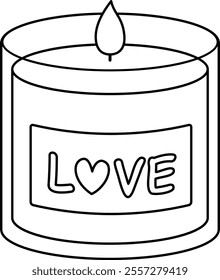 Valentine's Day scented candle outline vector.
Isolated Valentine element.
Transparent background.
