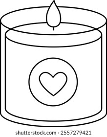 Valentine's Day scented candle outline vector.
Isolated Valentine element.
Transparent background.
