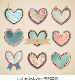 Valentine`s Day scrapbooking elements — paper vintage hearts.