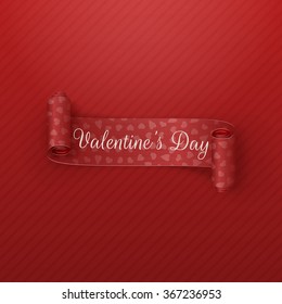 Valentines Day scroll Ribbon with greeting Text