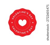 Valentines Day seal red circular vector badge isolated on white background. Eps 10