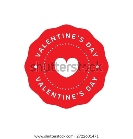 Valentines Day seal red circular vector badge isolated on white background. Eps 10
