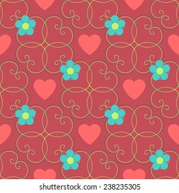 Valentine's Day seamless abstract background vector floral illustration