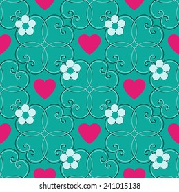 Valentine's Day seamless abstract background vector floral illustration