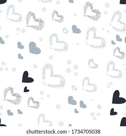 El día de San Valentín es un telón de fondo sin igual. Patrón abstracto, corazones, líneas y puntos. Estilo escandinavo. Diseño de fondo para papel, textiles, envoltura de regalo, tela, cerámica, azulejos. Gráficos vectoriales.