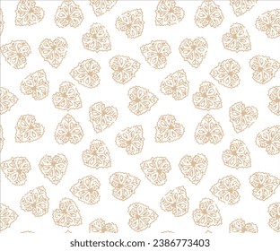 Valentine's Day Seamless Background of beige Hearts flower, Vector pattern on used for textile.