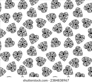 El Día de San Valentín fondo inmaculado de flor de corazón negro, patrón vectorial en uso para textiles.