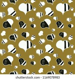 Valentines day seamless background. Cute hearts love on neutral, gray and brown colors on nice background. Vector illustration. Unusual designs.
