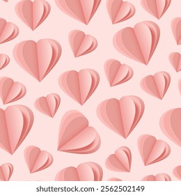 Valentine's Day seamless background. An endless texture with a lot of many paper cut layered hearts different size. vector illustration for backdrop, greeting, invitation, fabric, wallpaper, packaging