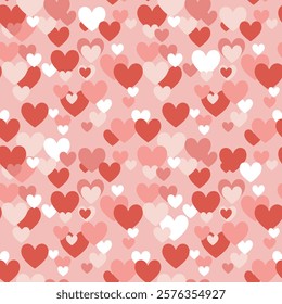 Valentine's Day seamless background. An endless texture with a lot of many multicolored hearts en pink tones. vector illustration for backdrop, greeting, invitation, fabric, wallpaper, packaging