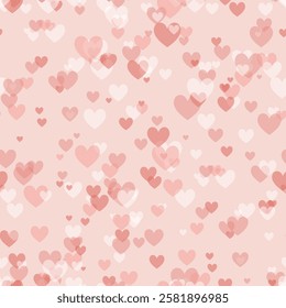 Valentine's Day seamless background. An endless texture with a lot of many multicolored hearts en pink tones. vector illustration for backdrop, greeting, invitation, fabric, wallpaper, packaging