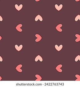 Valentine's Day seamless background with hearts. Cute and romantic pattern.