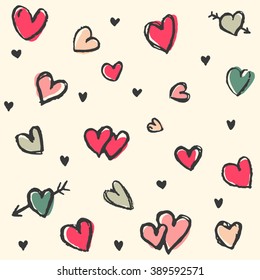 Valentine's Day Seamless Background of Hearts Vector
