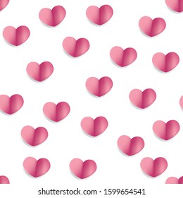 
Valentine's day seamless background with paper hearts