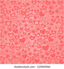 Valentine's Day Seamless Background of Pink Hearts, Vector Version