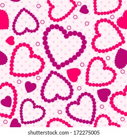 Valentine's Day Seamless Background of Pink Hearts. Vector 