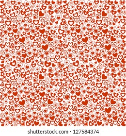 Valentine's Day Seamless Background of Red Hearts, Vector Version