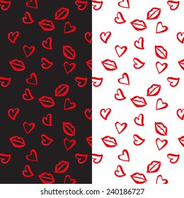 Valentine's Day Seamless Background of Red Hearts, Vector Version