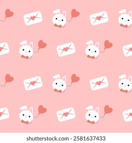 Valentines day seamless background with romantic symbols.