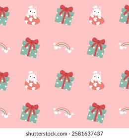 Valentines day seamless background with romantic symbols.