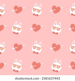 Valentines day seamless background with romantic symbols.