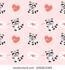 Valentines day seamless background with romantic symbols.