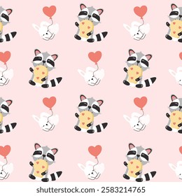 Valentines day seamless background with romantic symbols.