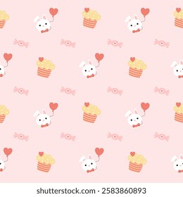 Valentines day seamless background with romantic symbols.