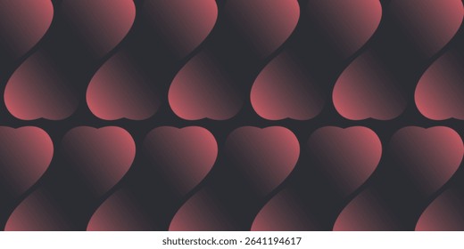 Valentine's Day Seamless Background Vector Classic Hearts Red Black Pattern Abstract Wallpaper. Dotted Texture Heart Graphic Love Symbol Repetitive Wrapping Paper Texture. Romance Art Illustration