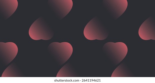 Valentine's Day Seamless Background Vector Classic Hearts Red Black Pattern Abstract Wallpaper. Dotted Texture Heart Graphic Love Symbol Repetitive Wrapping Paper Texture. Romance Art Illustration